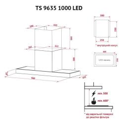 Вытяжка кухонная Perfelli TS 9635 I/WH 1000 LED Фото 11