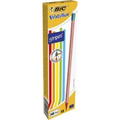 Карандаш графитный Bic Evolution Stripes HB, с ластиком Фото