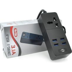 Сетевой фильтр питания Voltronic TВ-Т05, 1роз, 4*USB Black Фото 1