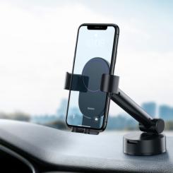 Универсальный автодержатель Baseus 4.7-6.5" Gravity Simplism (на присоску) black Фото 1