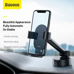 Универсальный автодержатель Baseus 4.7-6.5" Gravity Simplism (на присоску) black Фото 4