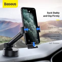 Универсальный автодержатель Baseus 4.7-6.5" Gravity Simplism (на присоску) black Фото 5
