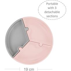 Тарелка детская MinikOiOi Puzzle секционная Pinky Pink / Powder Grey Фото 1