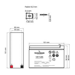 Батарея к ИБП TECNOWARE 12V-7.2Ah Фото 2
