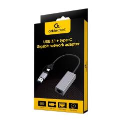 Адаптер Cablexpert USB-A/USB/C to 1Gbps Lan Фото 2