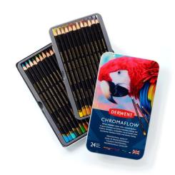 Карандаши цветные Derwent Chromaflow 24 цв. в металлическом пенале Фото 1