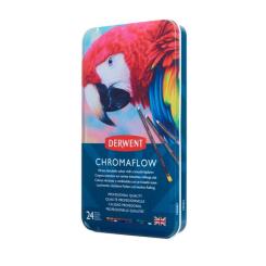 Карандаши цветные Derwent Chromaflow 24 цв. в металлическом пенале Фото 5