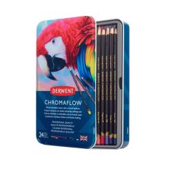 Карандаши цветные Derwent Chromaflow 24 цв. в металлическом пенале Фото 6