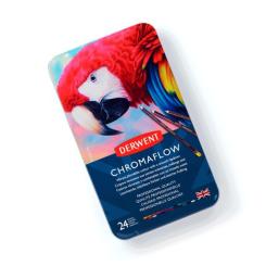 Карандаши цветные Derwent Chromaflow 24 цв. в металлическом пенале Фото 7