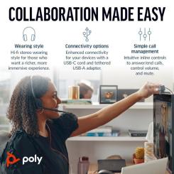 Наушники Poly Blackwire 3220 USB-A/C Фото 3