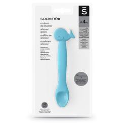 Набор детской посуды Suavinex Ложка силіконова, блакитний кит Фото 2