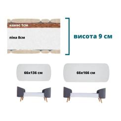 Матрас для детской кроватки Ingvart Fly кокос+поролон, 166х66х9 см Фото