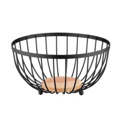 Фруктовница Ardesto Midori 25х25х13см, метал, дерево, чорний Фото
