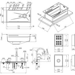 Мойка кухонная Kroner SchwarzeSET7546ARTHM Фото 11
