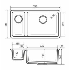 Мойка кухонная GRANADO Under top DOUBLE ivory Фото 5