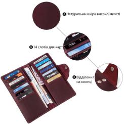 Кошелек Shvigel Женский из винтажной кожи Бордовый Фото 3