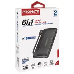 Концентратор Promate USB Hub 6 ports mediahub-c6.black Фото 1