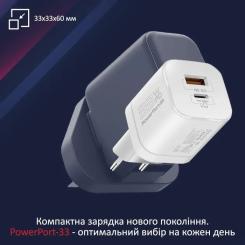 Зарядное устройство Promate 33W USB-C + USB-A Фото 2