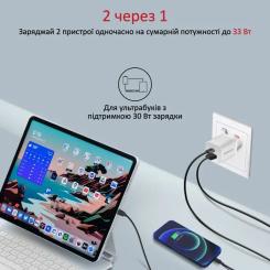 Зарядное устройство Promate 33W USB-C + USB-A Фото 4