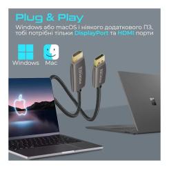 Кабель мультимедийный Promate DisplayPort M to HDMI M 2.0m Фото 6