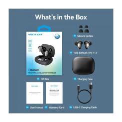 Наушники Vention Tiny Earbuds T13 Black Фото 1