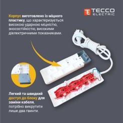 Сетевой удлинитель TECCO 3м 4 поста white Фото 3