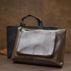 Сумка Grande Pelle Кожаная мужская Коричневая Фото 10