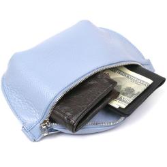 Сумка Shvigel Кожаная бананка Голубая Фото 4