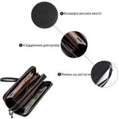 Кошелек Kivi Из зернистой экокожи Черный Фото 4