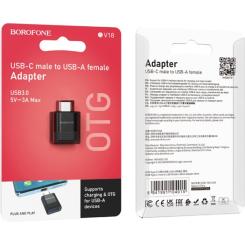Переходник BOROFONE BV18 USB to USB-C M USB3.0 Black Фото 3