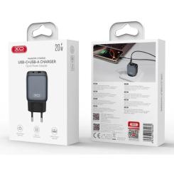 Зарядное устройство XO L154 USB-C PD20W + USB-A QC3.0 Black Фото 4