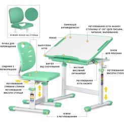 Парта со стулом Evo-kids Evo-06 Plus Geen Фото 1