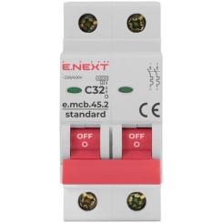 Автоматический выключатель E.NEXT 2-п e.mcb.stand. 32А C ( 4,5кА) Фото 1