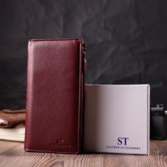 Кошелек ST Leather З натуральної шкіри Бордовий Фото 10
