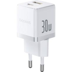 Зарядное устройство Baseus 1xUSB-C 30W + 1xUSB white Фото 1