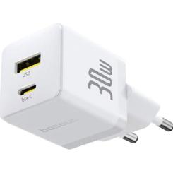 Зарядное устройство Baseus 1xUSB-C 30W + 1xUSB white Фото 3