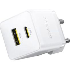 Зарядное устройство Baseus 1xUSB-C 30W + 1xUSB white Фото 5