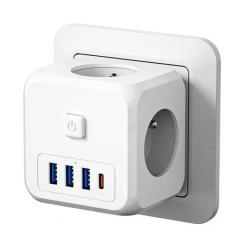 Зарядное устройство Essager 3xUSB + 1xUSB-C 7-in-1 white Фото