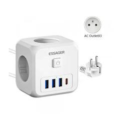 Зарядное устройство Essager 3xUSB + 1xUSB-C 7-in-1 white Фото 1