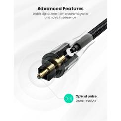 Кабель мультимедийный Ugreen Optical Toslink 3.0m AV108 black Фото 3