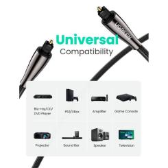 Кабель мультимедийный Ugreen Optical Toslink 3.0m AV108 black Фото 5