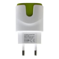 Зарядное устройство Patron 2xUSB 2.0 2A/1A white/green Фото 2