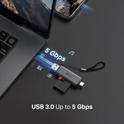 Считыватель флеш-карт TP-Link USB-C + USB 2.0 SD + TF silver Фото 4