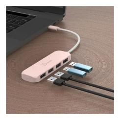 Концентратор J5create USB-C to 4xUSB-A 3.2 10Gbps rose Фото 4