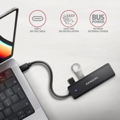 Концентратор AXAGON USB-C to 4xUSB 3.0 black Фото 2