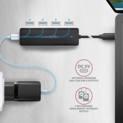 Концентратор AXAGON USB-C to 4xUSB 3.0 black Фото 3