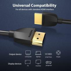 Кабель мультимедийный Vention HDMI M to HDMI M 3.0m 4K60Hz black Фото 1
