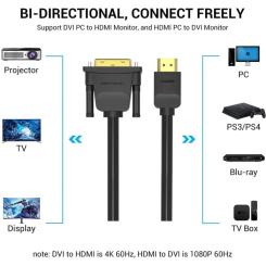 Кабель мультимедийный Vention HDMI M to DVI M 2.0m 4K60Hz black Фото