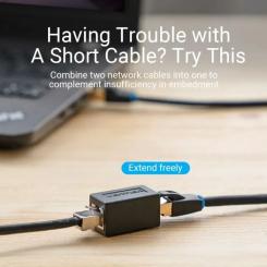 Сращиватель Vention UTP 1+1 RJ45 cat 6e, Black Фото 3