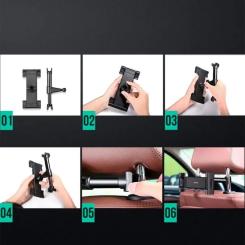 Универсальный автодержатель Ugreen LP160 Car Headrest Mount Holder Black Фото 7